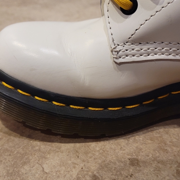 Dr. Martens AirWair Combat Boots - White with Yellow Laces - Size 5 - Picture 9 of 11